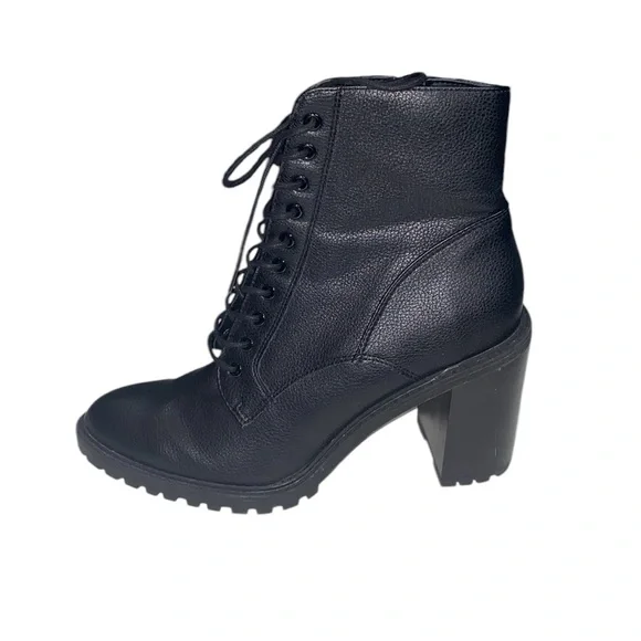 Forever 21 Black Faux Leather Ankle Boots, Size 10 - Picture 6 of 15